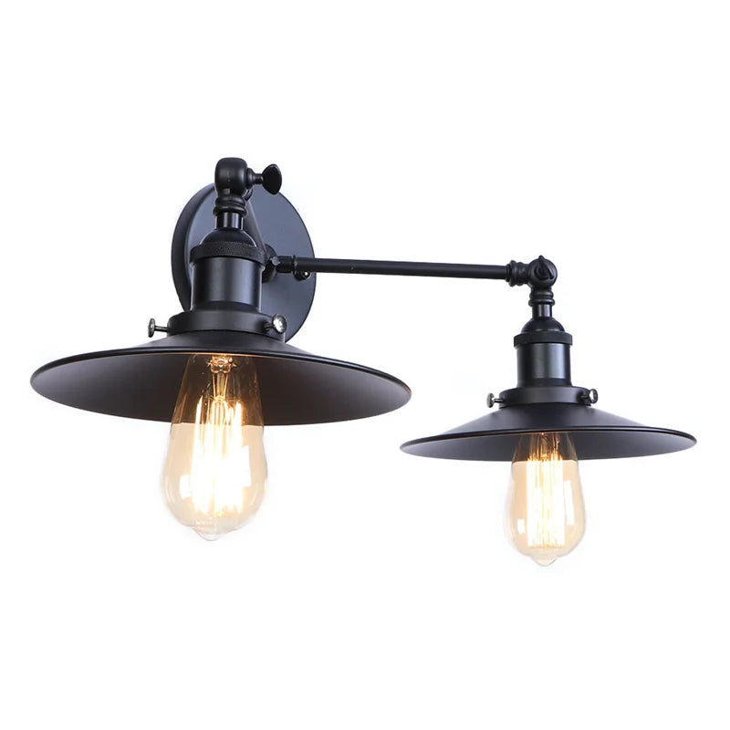 Afralia™ Vintage Iron 2-Head LED Wall Lamp for Foyer Living Room & Bedside