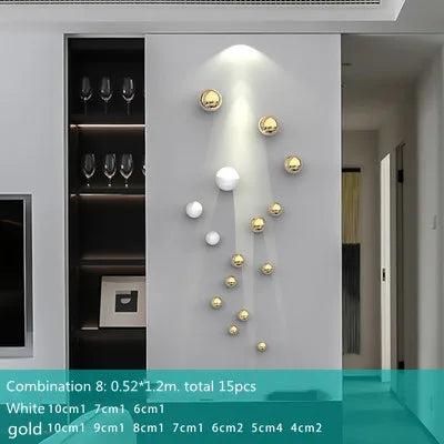 Afralia™ Gold Ball Wall Hanging Ornaments Spherical Crafts Room Decor Display Pendants