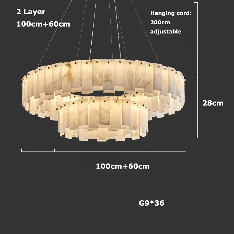 Afralia™ Modern Marble Design LED Ceiling Chandelier for Living Room