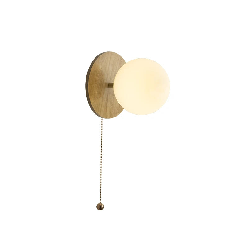 Afralia™ Glass Ball LED Wall Lights with Pull Chain Switch for Bedroom Cafe Bathroom