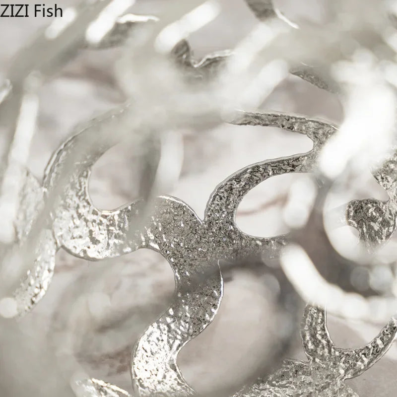 Afralia™ Silver Plated Geometric Ball Abstract Desk Decor Hollow Out Ornaments