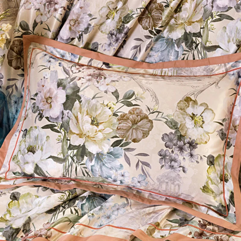 Afralia™ Vintage Floral Jacquard Cotton Wedding Bedding Set with Duvet Cover, Sheet, Pillowcases