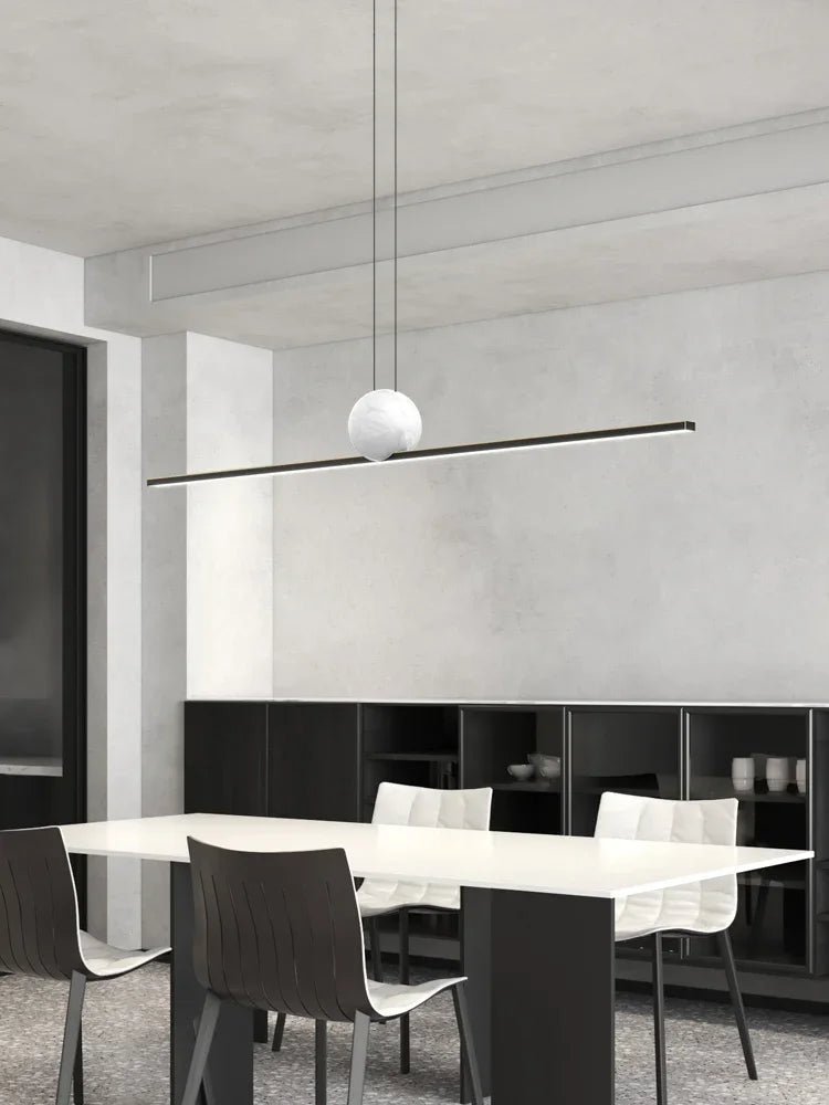 Afralia™ Copper Marble Pendant Light – Modern Nordic Long Strip Restaurant Lamp
