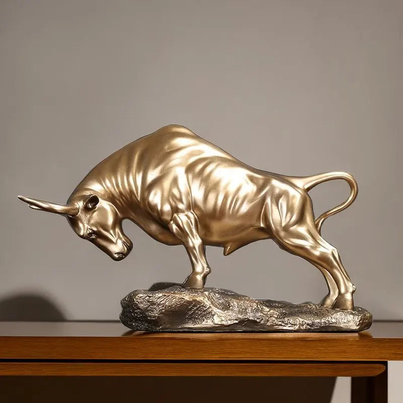 Afralia™ Bull Sculpture: Feng Shui Cattle Figurine for Office & Home Decor