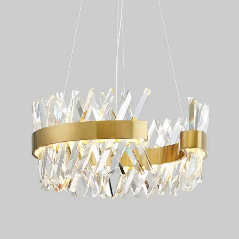 Afralia™ Modern Crystal Pendant Light Semi Round Design for Living Room, Suspension Lamp