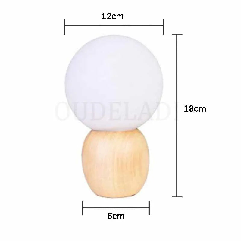 Afralia™ Wood Table Lamp with Glass Lampshade, Warm Light for Bedside, Button Switch