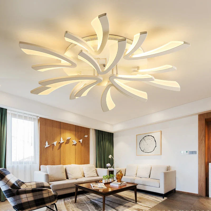 Afralia™ Modern LED Acrylic Ceiling Lights 3/5/9/12/15heads for Living Room Bedroom Home