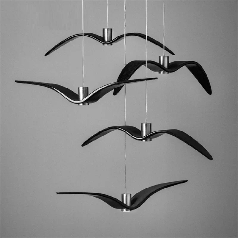 Afralia™ Seagull Bird Resin Chandelier LED Lamps