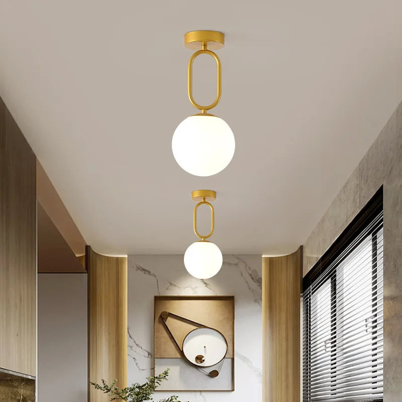 Afralia™ Black Gold Glass Ceiling Lamp: Modern Nordic LED Lighting Fixtures