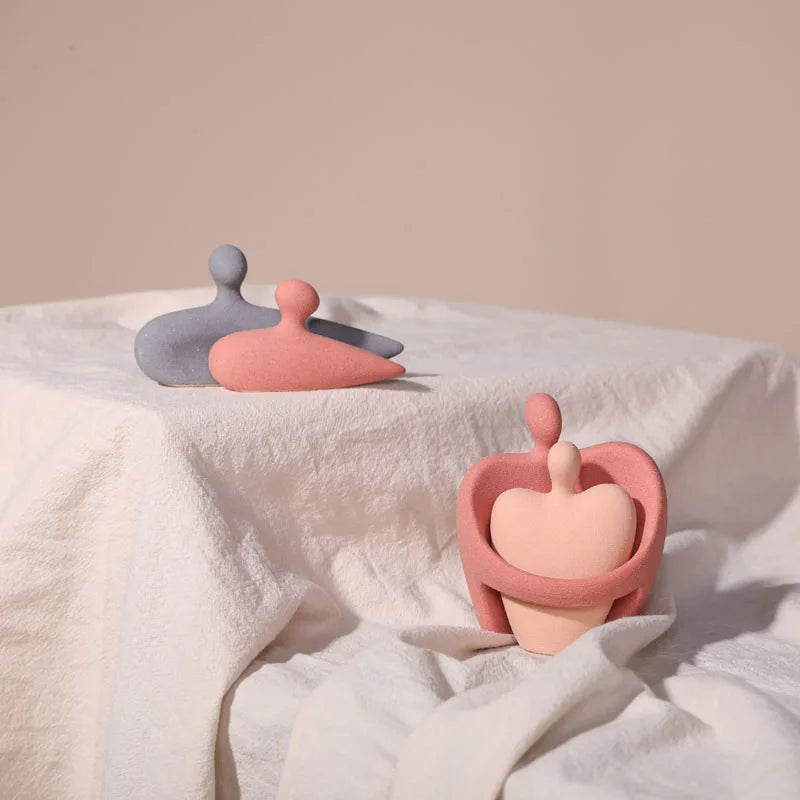 Afralia™ Ceramic Art Couple Statue for Home Office Decor & Living Room Gift