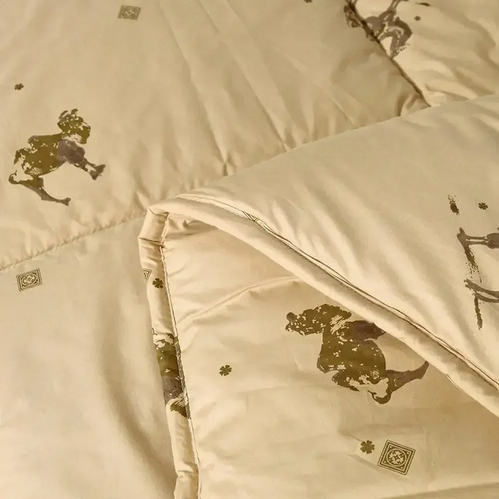 Afralia™ Camel Hair Quilted Blanket Comforter Single King Size