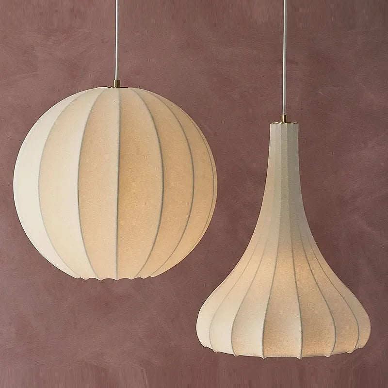 Afralia™ Silk Nordic E27 LED Pendant Lamps for Dining Room Minimalism Lighting