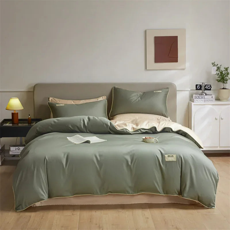 Afralia™ 100% Egyptian Cotton Solid Color Bedding Set - Queen King Single Size