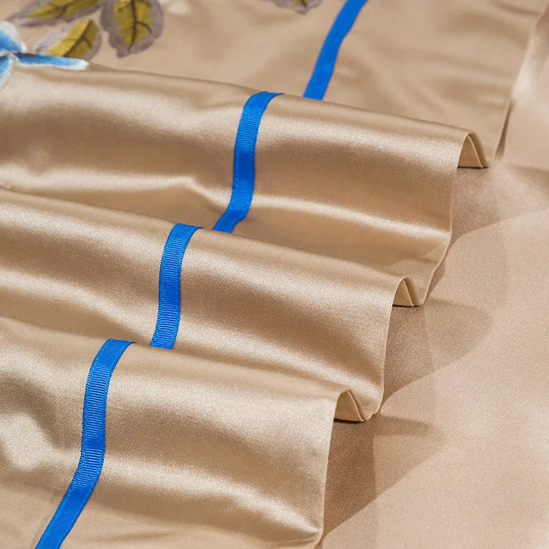 Afralia™ Embroidered Egyptian Cotton Bedding Set - Queen King Linens, 200S Thread Count