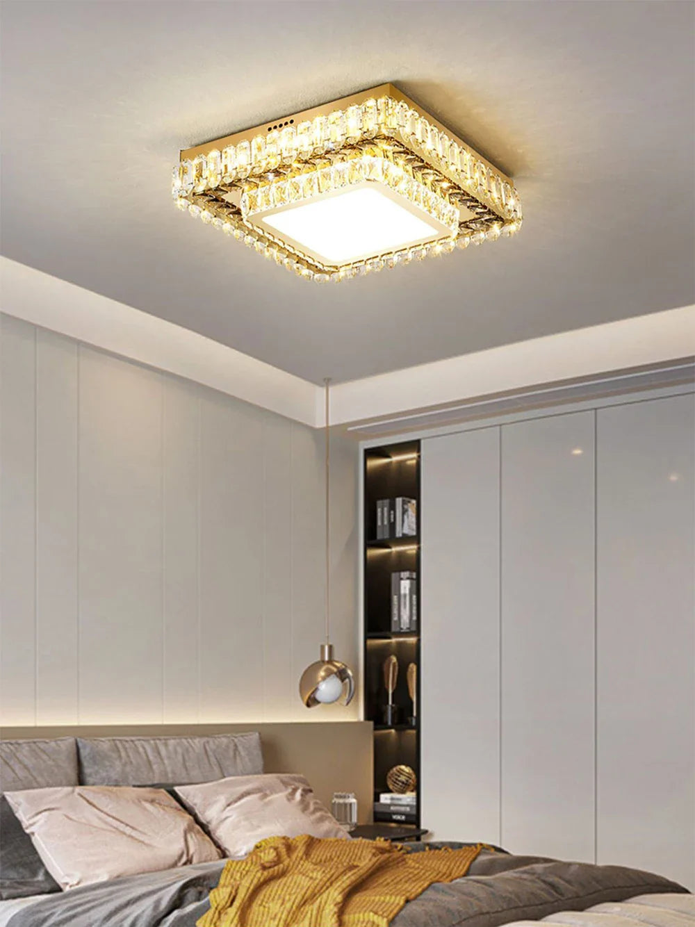Afralia™ Crystal LED Ceiling Chandelier - Luxe Rectangular Design for Stylish Home Decor