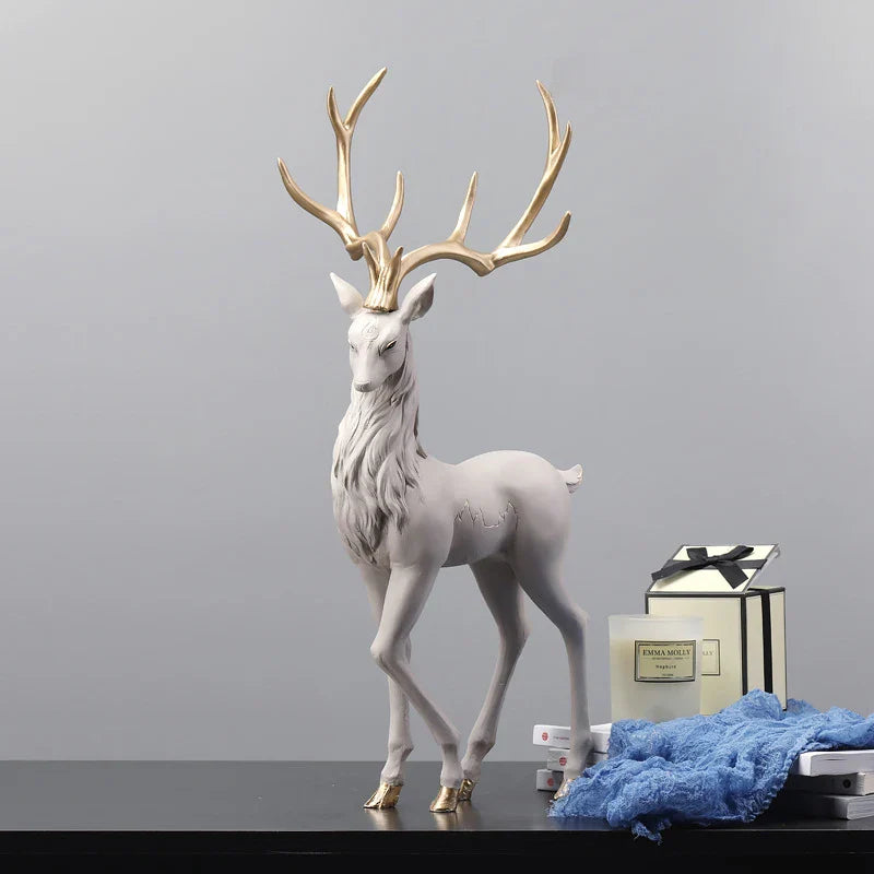 Afralia™ Deer Sculpture: High-End Resin Elk Figurine for Luxury Home Decor