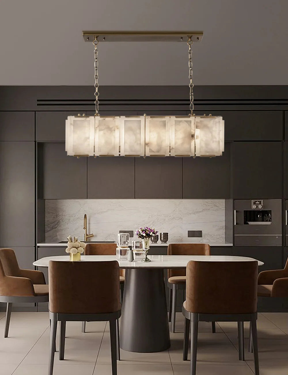 Afralia™ Marble Collection LED Ceiling Chandelier for Dining Room