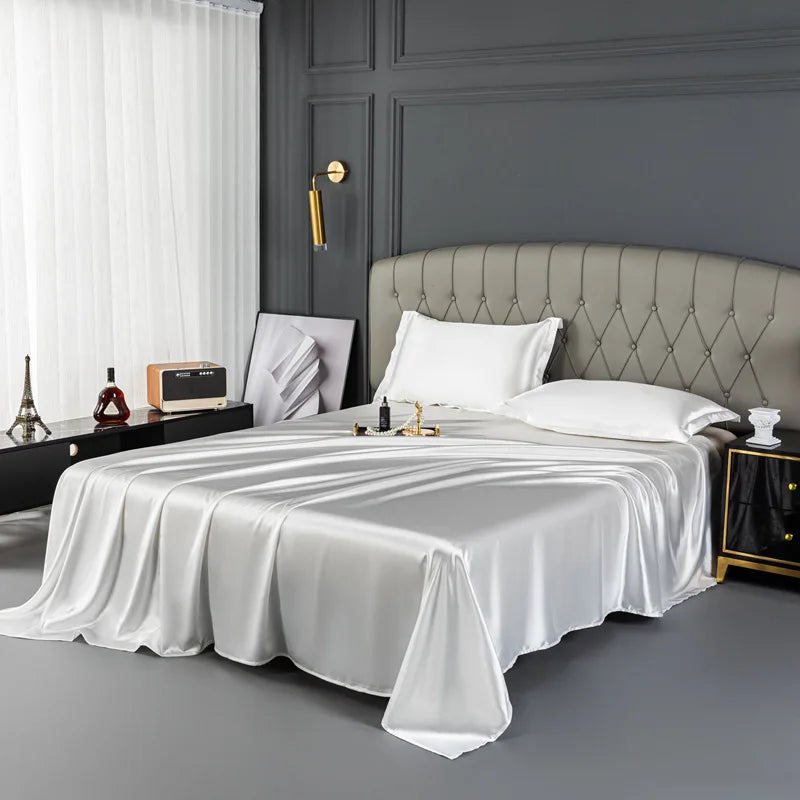 Afralia™ Mulberry Silk King Size Sheet Set - Luxury Soft Bed Cover in Solid Color
