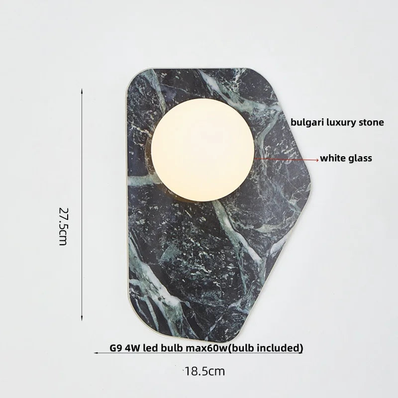 Afralia™ Stone LED Wall Light Fixture Modern Luxury White Glass Wall Lamp