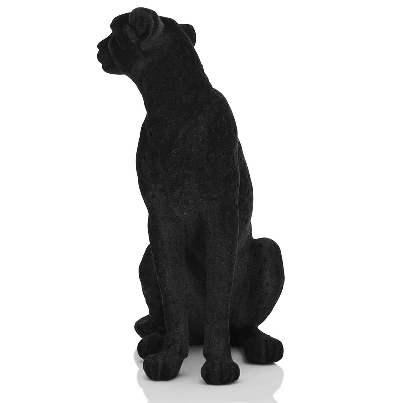 Afralia™ Flocked Leopard Panther Sculpture Decor Figurine African Animal Resin Statuette