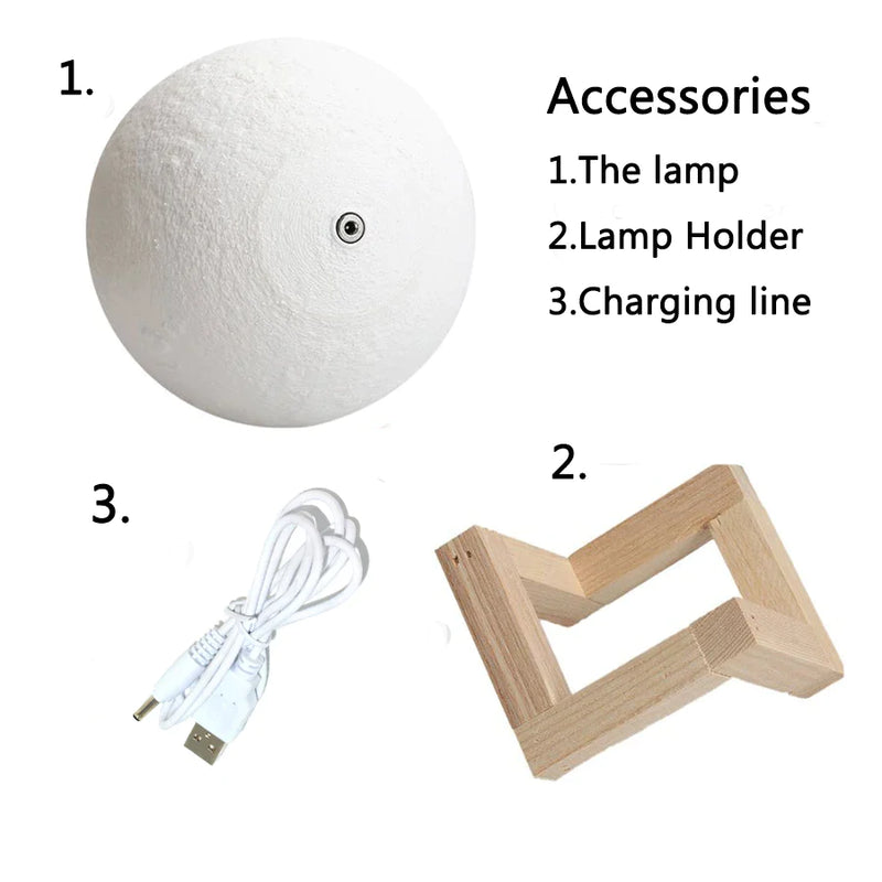 Afralia™ Moon Star Lamp: 3D Printed Touch Night Light, Rechargeable LED, Colorful Glow