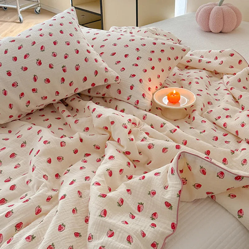 Afralia™ Colorful Polka Dot Floral Thin Quilt Set with Pillowcases