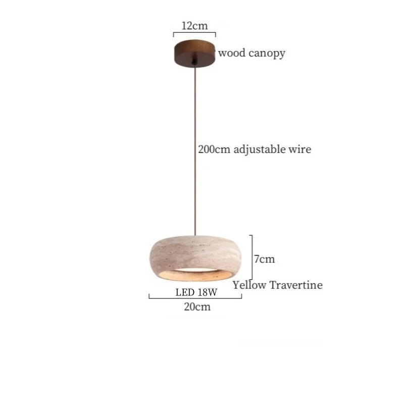 Afralia™ LED Pendant Lamp Yellow Travertine Wood Nordic Minimalism Hanging Light