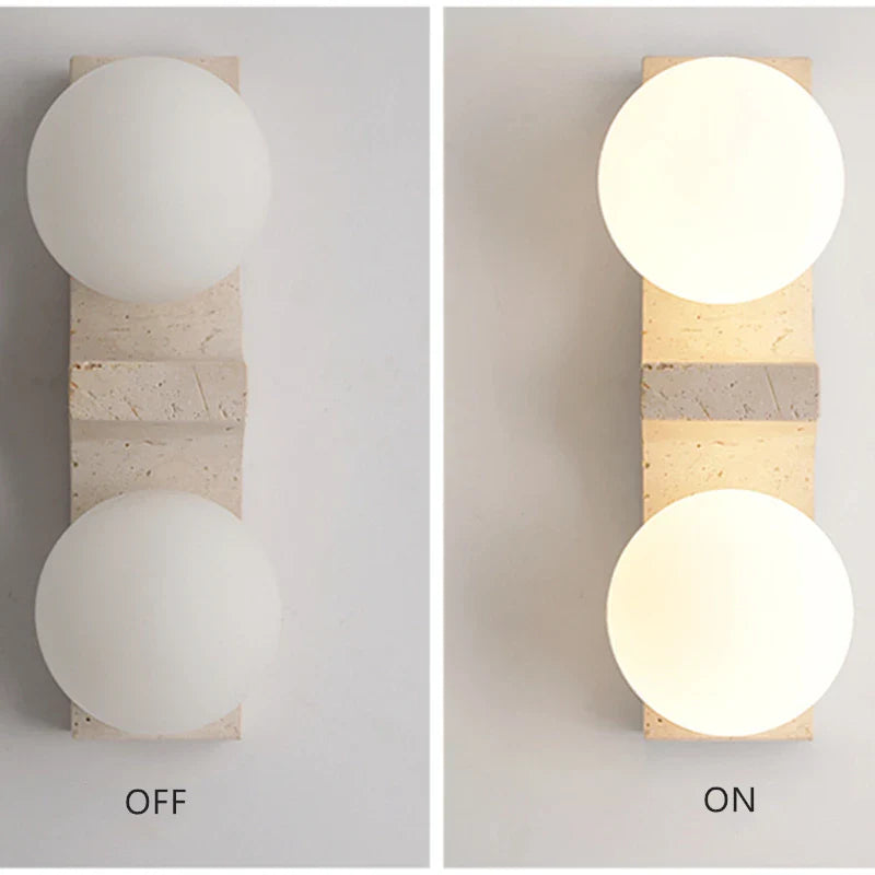 Afralia™ Yellow Travertine Glass LED Wall Lamp - Wabi-Sabi Style