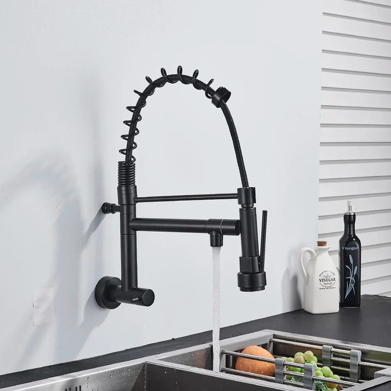 Afralia™ Dual Spout Kitchen Faucet Swivel Wall Mount 360 Rotation Cold Water Tap