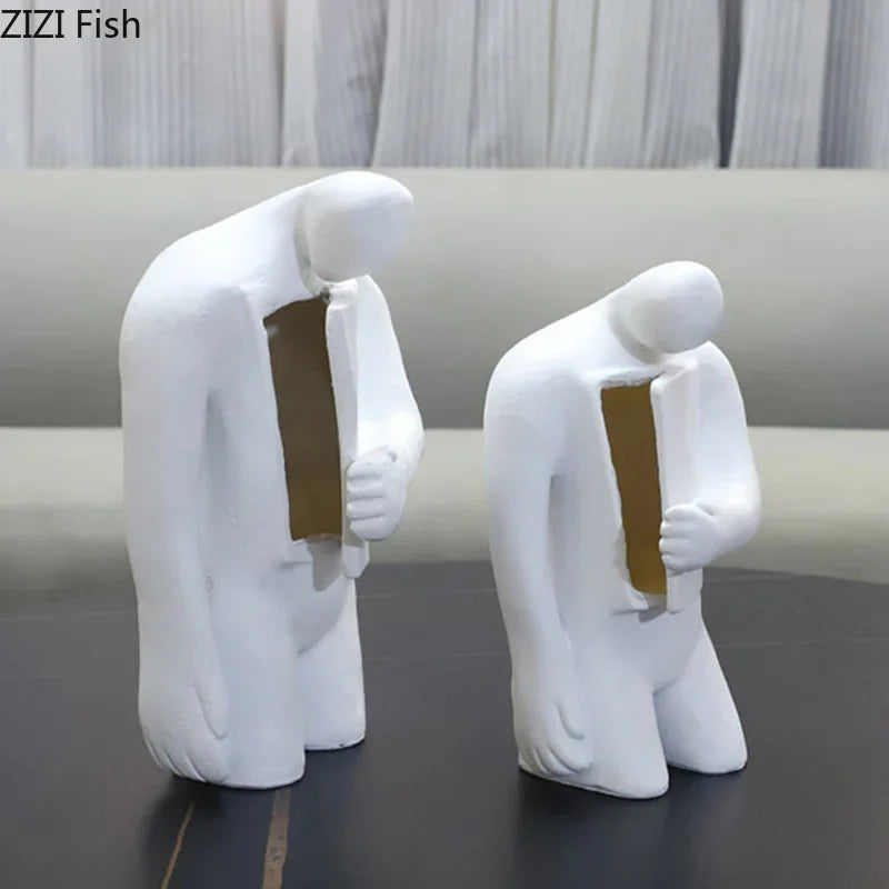 Afralia™ Marble Heart Figure Sculpture Decor - Modern Desk Ornaments & Room Aesthetics