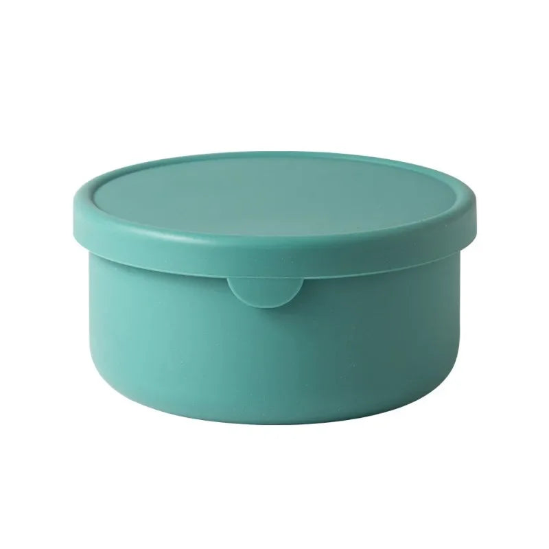 Afralia™ Silicone Round Lunch Box with Lid for Fresh Food Storage and Microwave Use
