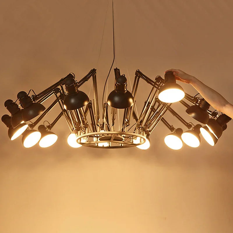 Afralia™ Industrial LED Pendant Light Spider Iron Chandelier Flex Fixtures