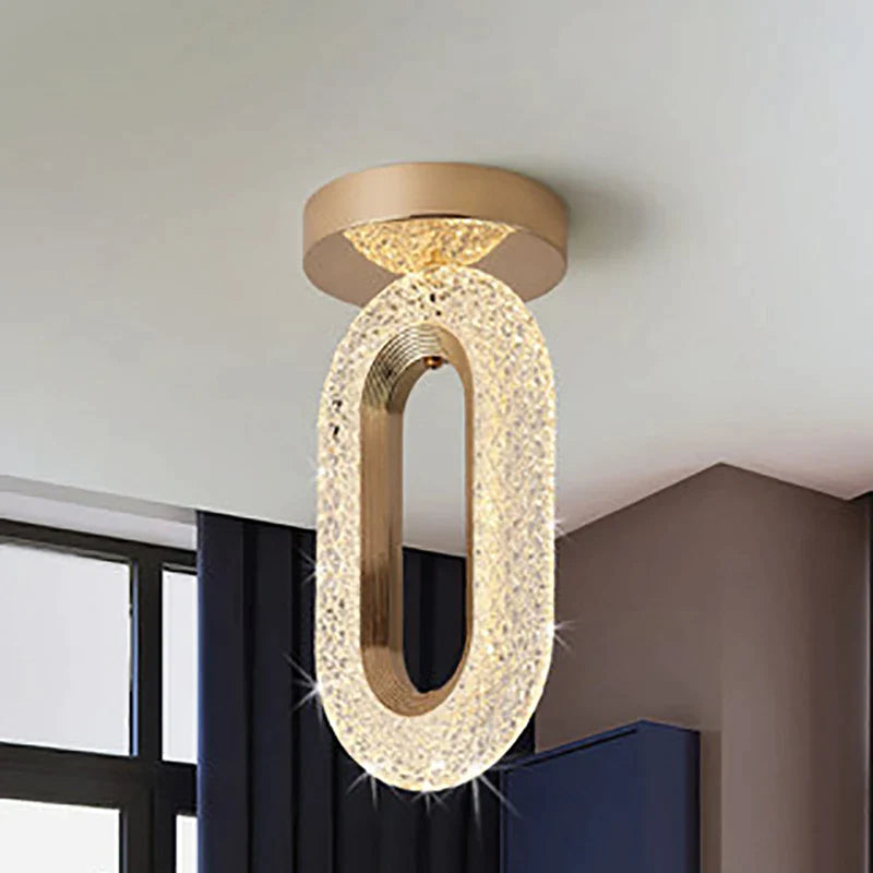 Afralia™ Crystal Oval Gold Ring Pendant Light Chandelier for Living Room & Bedroom