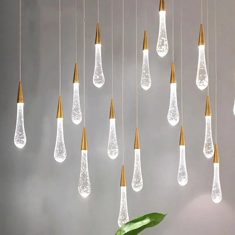 Afralia™ Luxury Crystal Chandelier LED Lights for Villa Duplex, Modern Rotating Stair Hanging Lamp