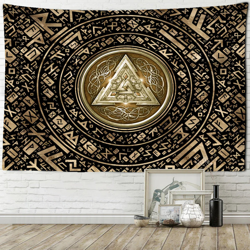 Afralia™ Mystical Rune Symbol Tapestry Wall Hanging for Psychedelic Hippie Decor