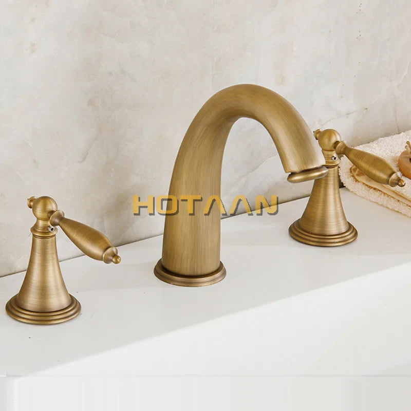 Afralia™ Antique Brass Bath Mixer Set with Hand Shower