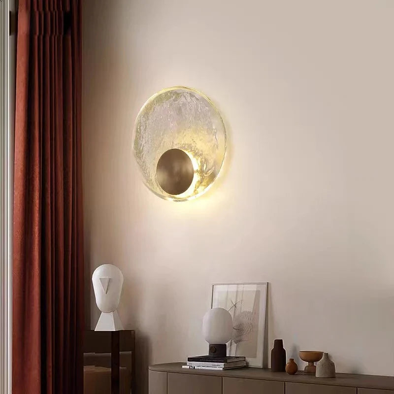 Afralia™ Luxury Copper Bedside Wall Lamp Glass Sconces Creative LED Lighting