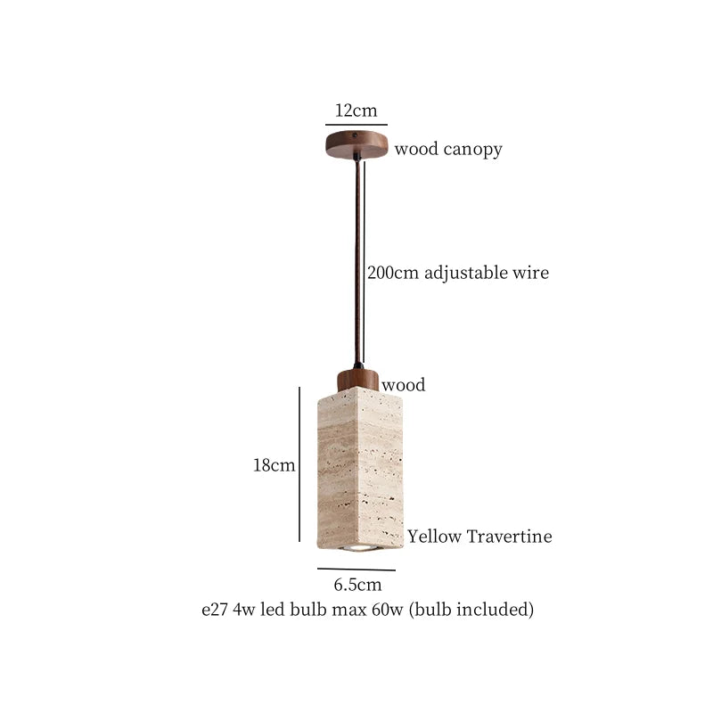Afralia™ Yellow Travertine LED Pendant Lamps - Wabi Sabi Home Decor & Lighting