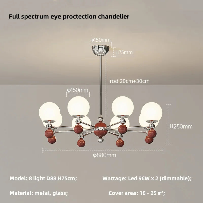 Afralia™ Modern LED Chandelier Glass Metal Health Eye Protect Living Room Light
