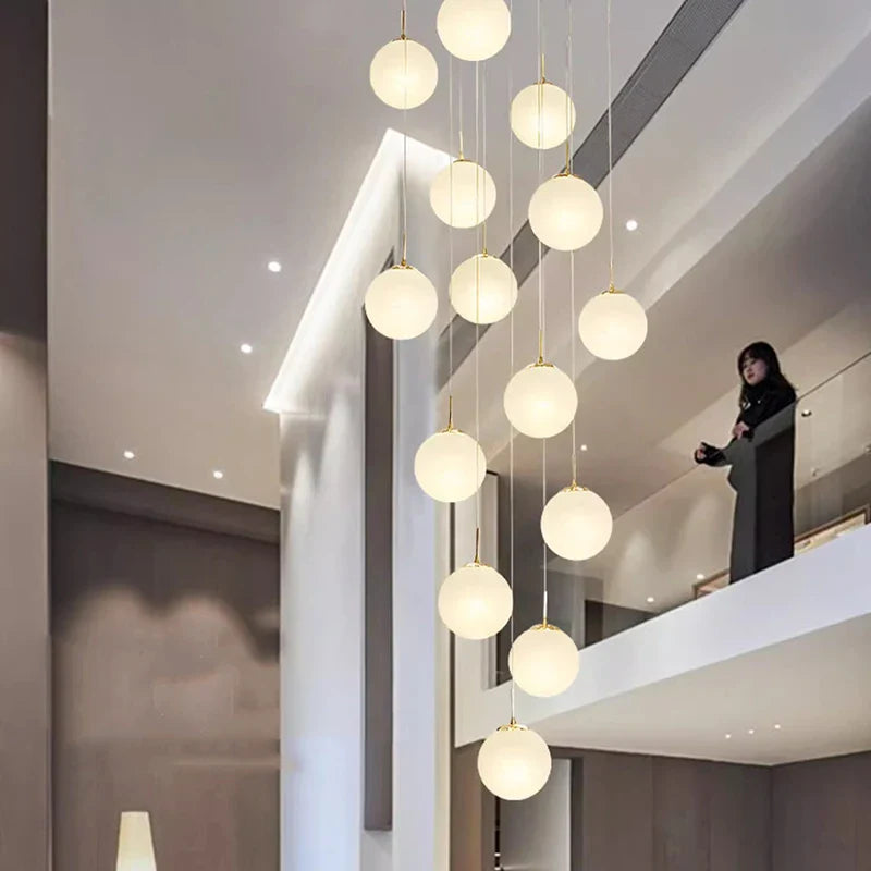 Afralia™ Crystal Chandelier Stair Pendant Light Modern Interior Lighting for Living Room