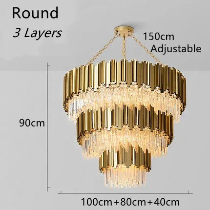 Afralia™ Modern Gold K9 Crystal Chandelier for Luxury Home Decor & Lighting