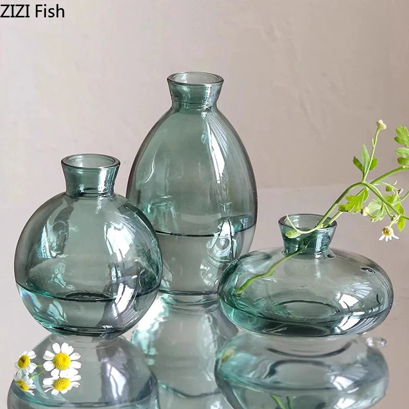 Afralia™ Small Glass Vase for Table Decoration Room Aesthetic, Multi Style Floral Pots