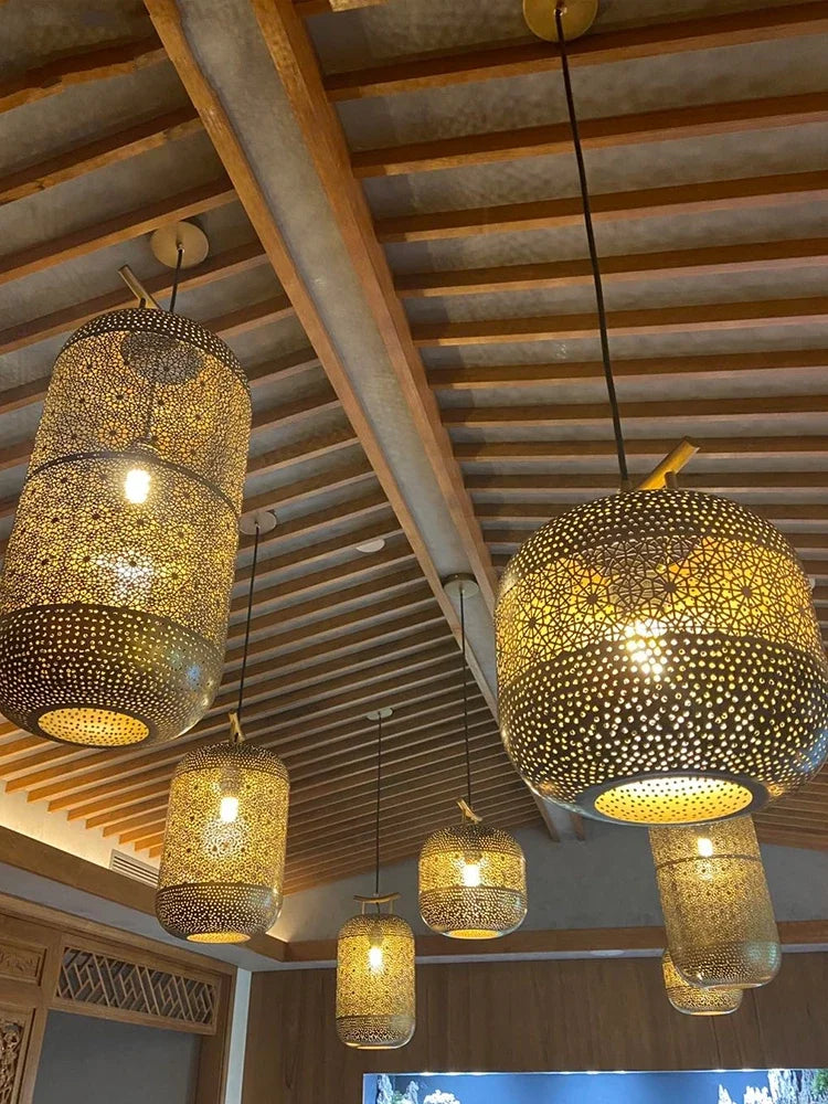 Afralia™ Chinese Zen Art Birdcage Pendant Light for Restaurant Tea Room