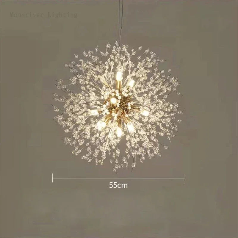 Afralia™ Luxury Crystal Dandelion Chandelier for Modern Living Room, LED Pendant Light