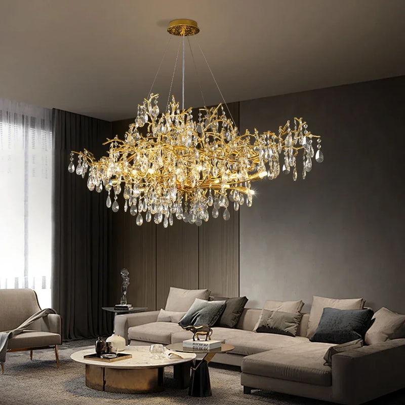 Afralia™ Luxury Luster Indoor Chandelier Lighting for Living Room, Hotel, and Restaurant