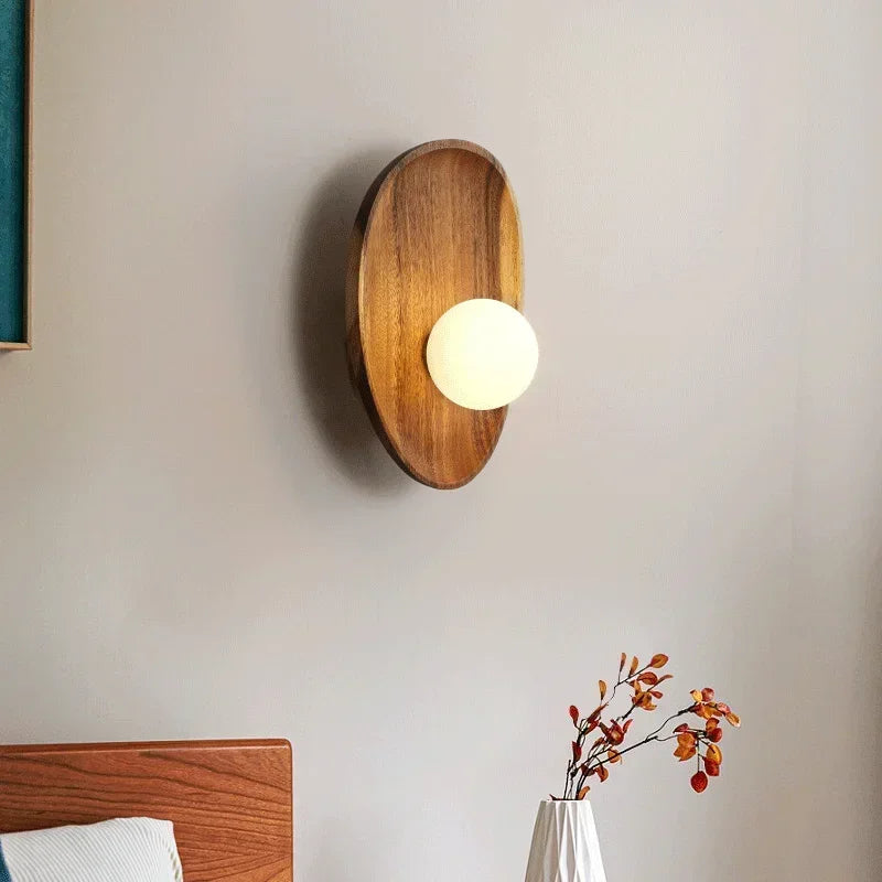 Afralia™ Minimalist Wood Wall Sconce LED Light for Living Room, Study, or Porch