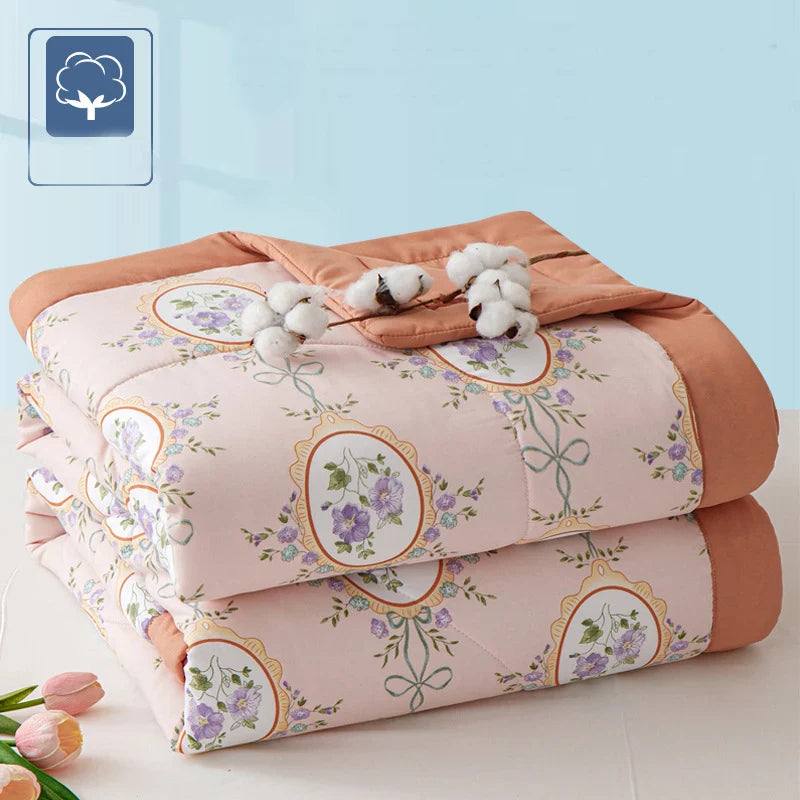 Afralia™ Lightweight Summer Quilt: Soft Skin-Friendly Comforter with Cotton Fill