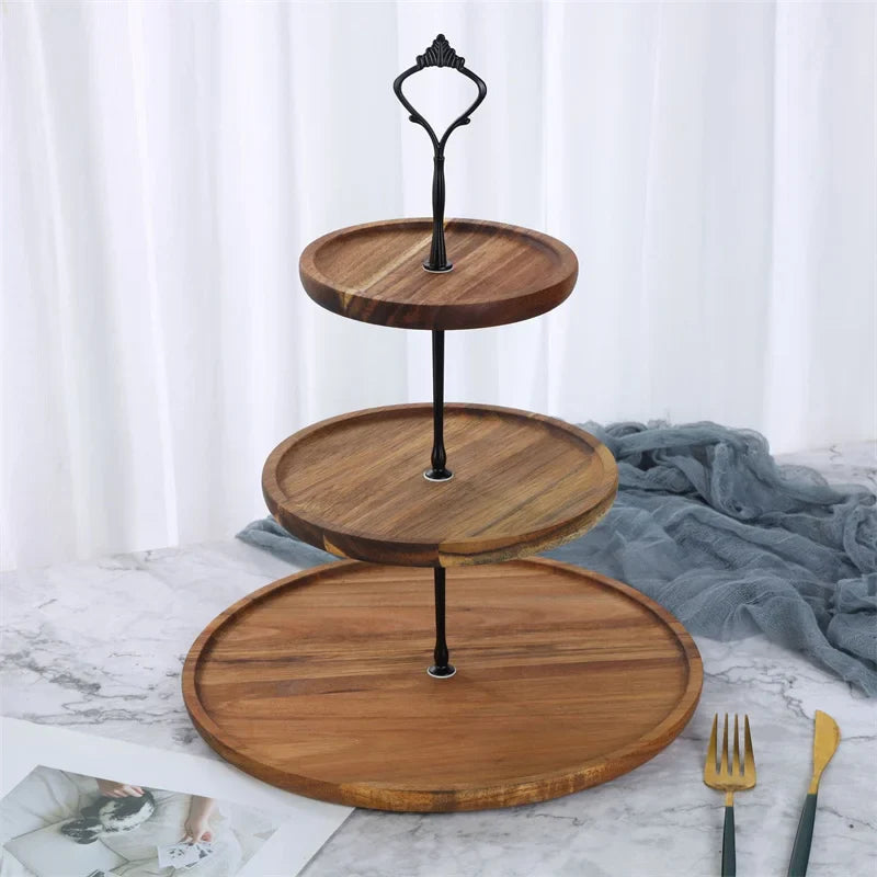 Afralia™ Wooden 2/3-Layer Cake & Fruit Stand: Elegant Dessert Display Rack & Snack Tray