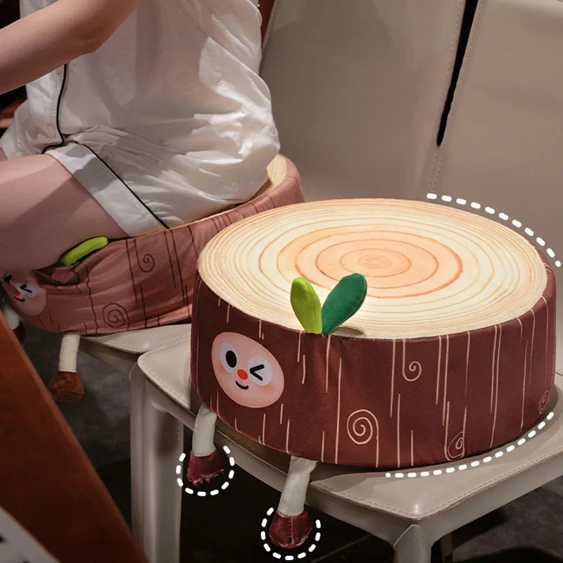 Afralia™ Cartoon Tree Stump Cushion for Bedroom, Sofa & Balcony Decoration