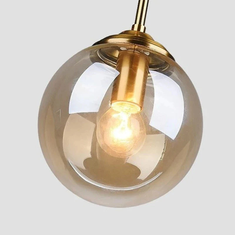 Afralia™ Smoke Gray Glass Ball Pendant Chandelier for Home Decor